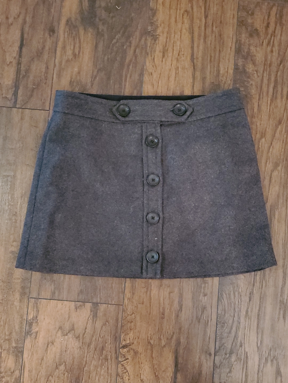 GAP Classic Gray Button-Front Wool Blend Skirt